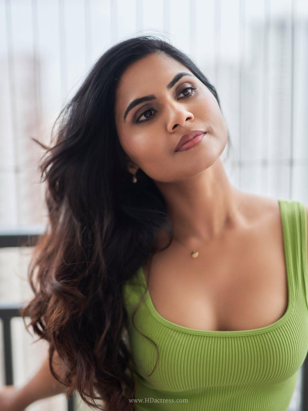 Swathi Karimireddy in lime green top and olive trousers Swathi Karimireddy in lime green top and olive trousers