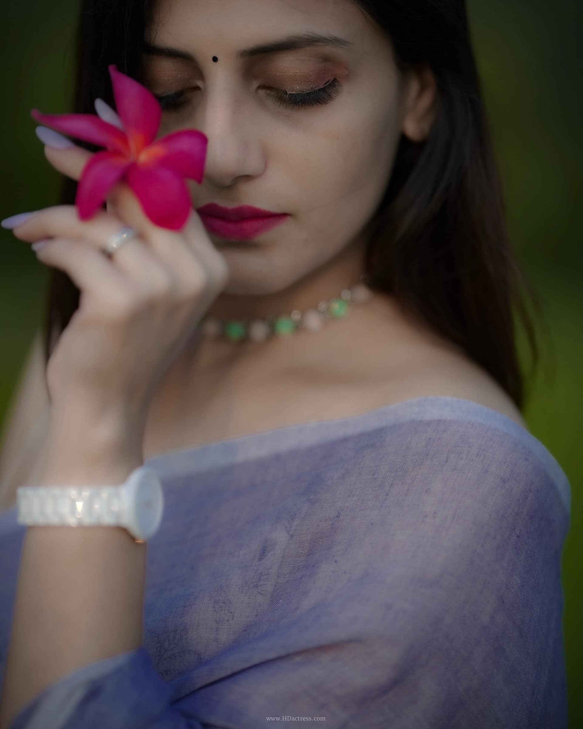 Reshma Vipin Nambiar in lavender-blue cotton saree Reshma Vipin Nambiar in lavender-blue cotton saree