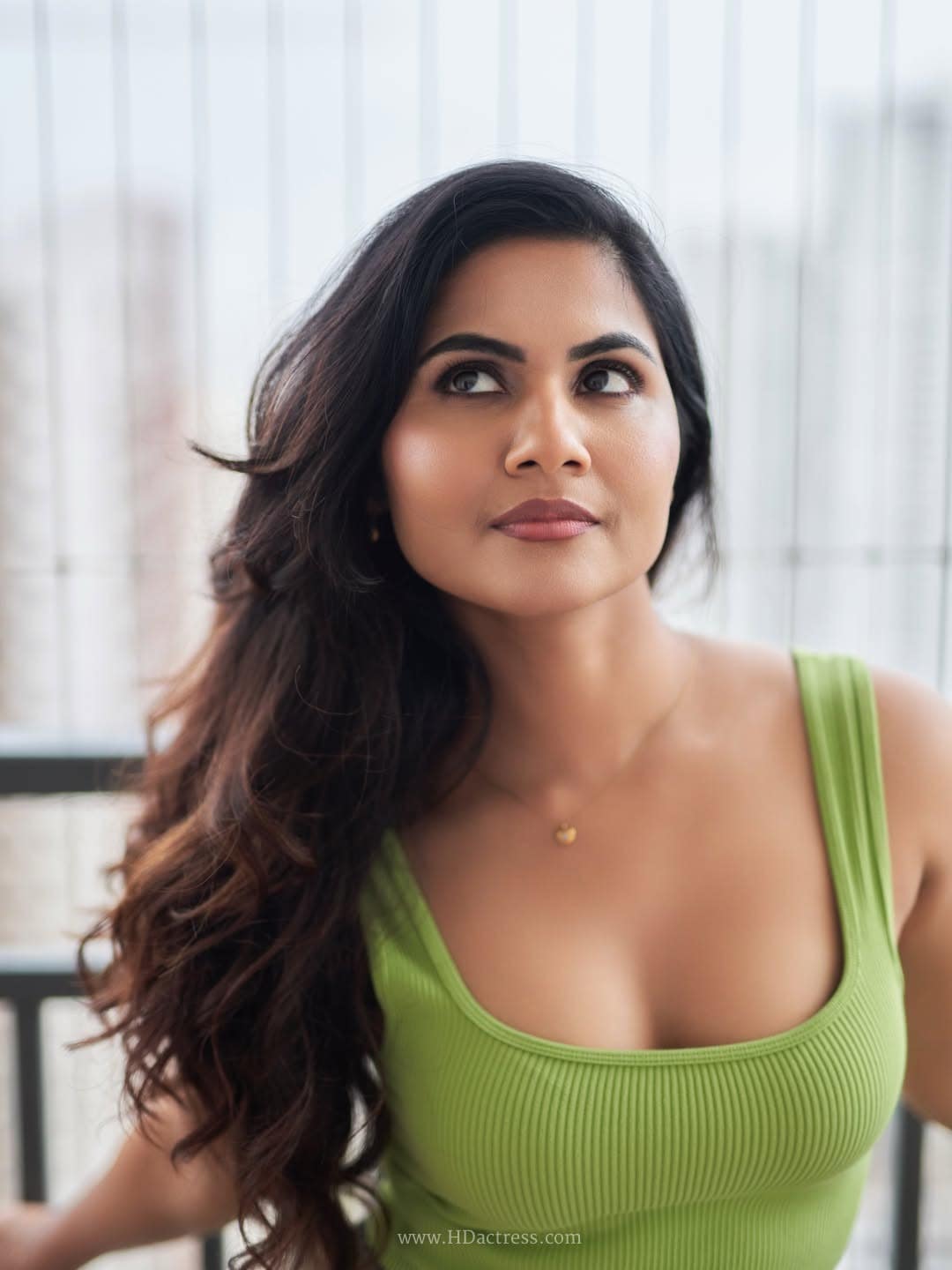 Swathi Karimireddy in lime green top and olive trousers Swathi Karimireddy in lime green top and olive trousers