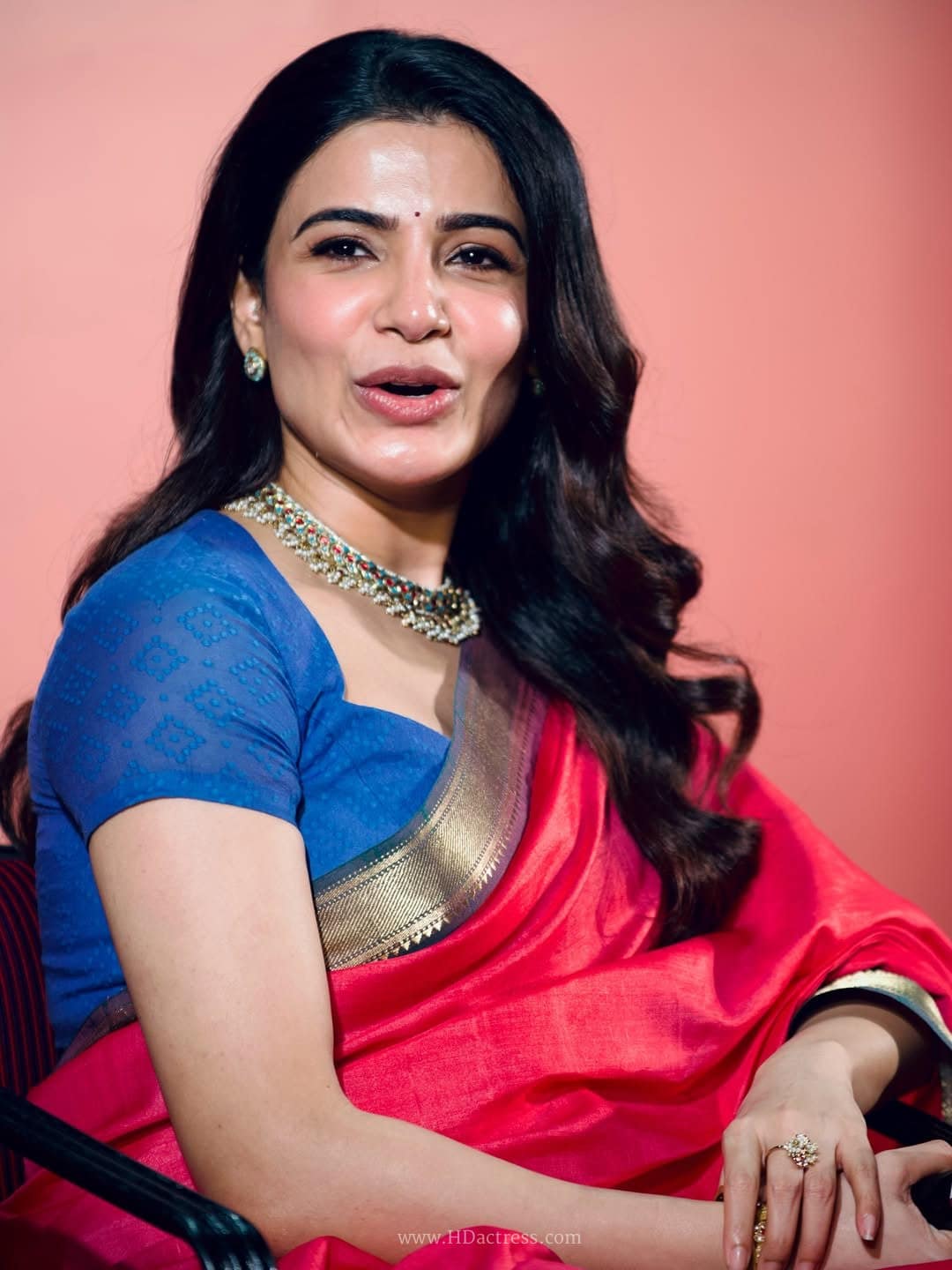 Maternity Style Goals: Samantha Ruth Prabhu Radiates Elegance in Crimson Red Saree