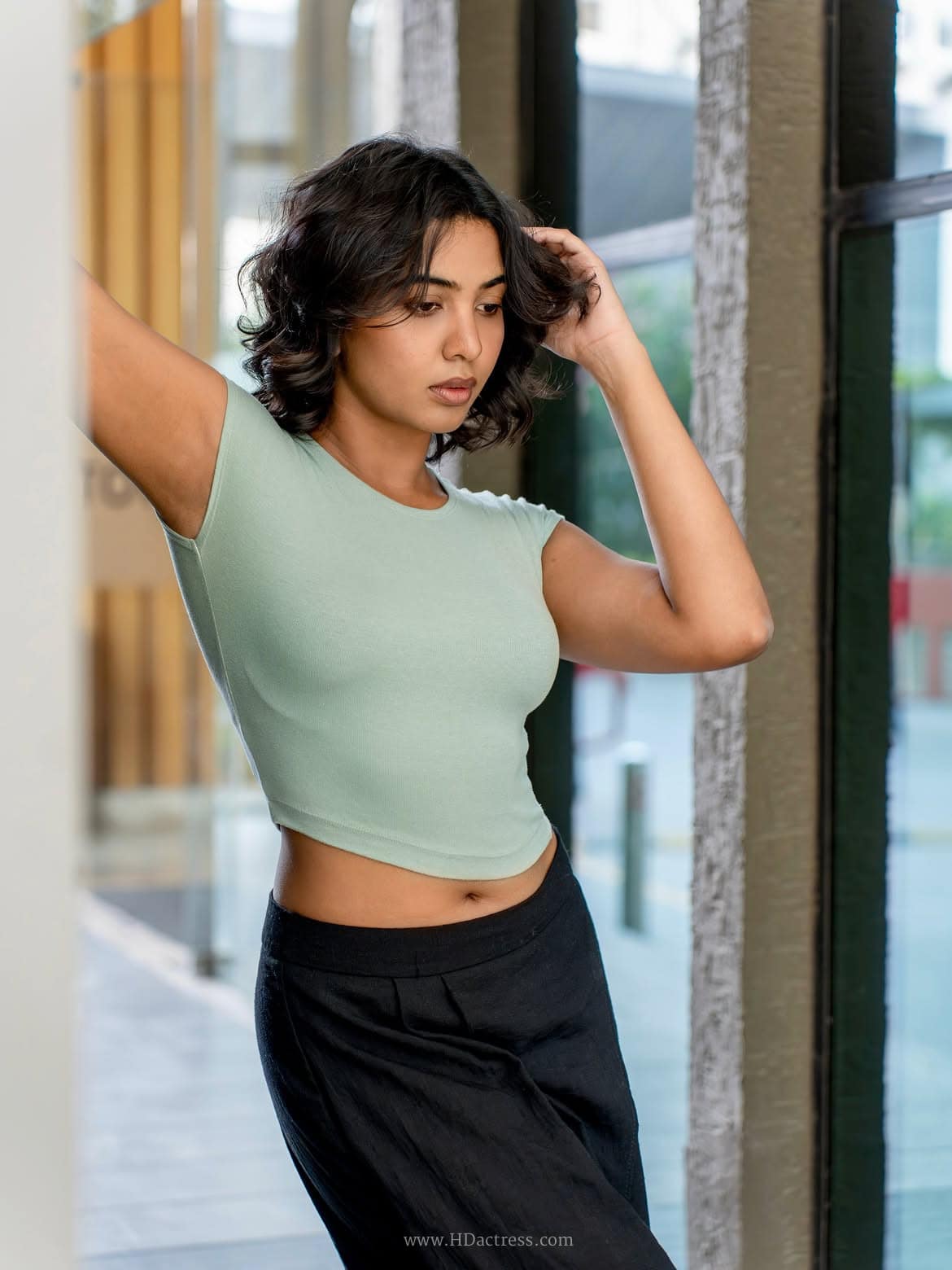 Shivathmika Rajashekar Sage Green Top Look