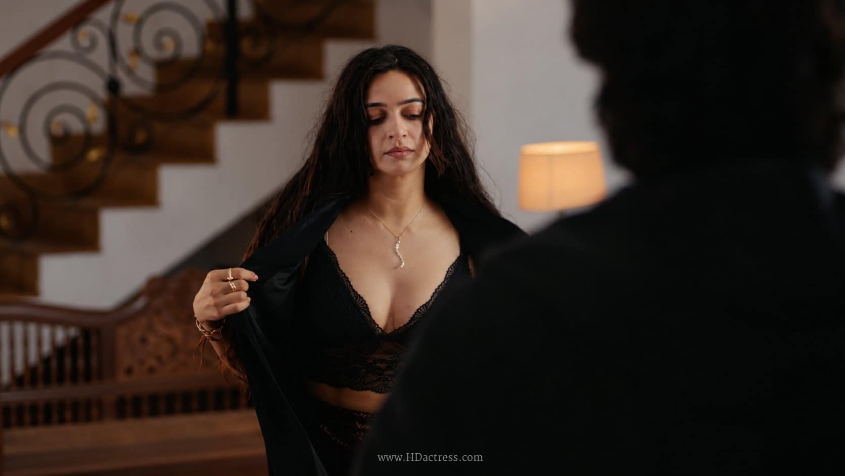 Divya Ganesh in Deep Neck Bralette Photos from Sshhh 3