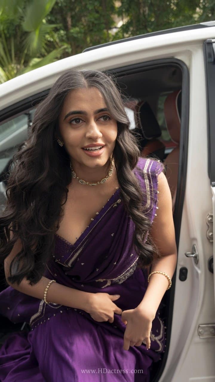 Close-up shot of Maanasa Choudhary showcasing her classic look and beautiful saree draping style.