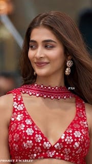 Pooja hegde sizzles in red lehenga